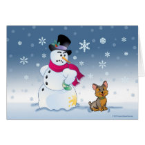 Snowman and Yorkie Christmas card cards