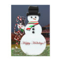 Snowman at Ballpark Postcard