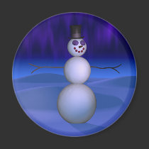 Snowman at Night magnets