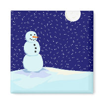 Snowman at Night magnets by Christianphotogirl Snowman at Night magnets