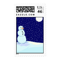 Snowman at Night postage