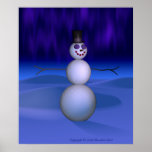 Snowman at Night Print