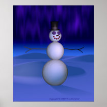 Snowman at Night Print