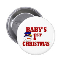Snowman Baby's 1ST Christmas Pinback Button