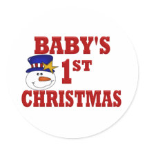 Snowman Baby's 1ST Christmas Round Sticker