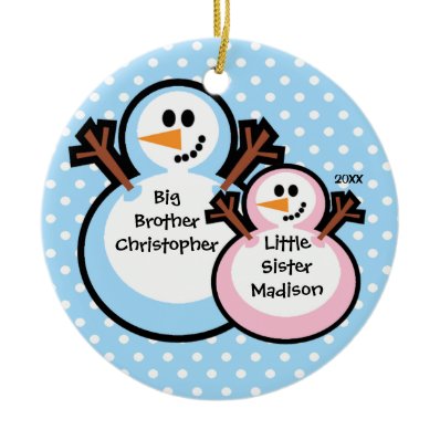 Snowman Big Brother & Lil Sis Christmas Ornament