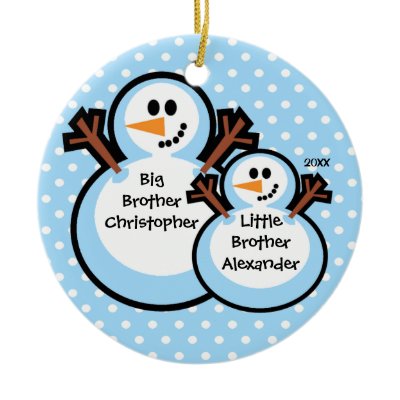 Snowman Big & Little Brother Christmas Ornament