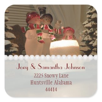 Snowman By The Fire Address Stickers