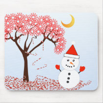SnowMan CandyCane Tree MousePad