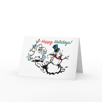 Snowman Chase Happy Holidays Greeting Card by craigbehrin
