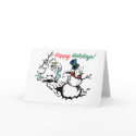 Snowman Chase Happy Holidays Greeting Card