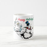 Snowman Chase Happy Holidays Mug
