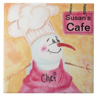 Snowman Chef in Apron & Chef's Hat tile