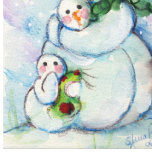 Snowman Christmas Family Stretched Canvas Print