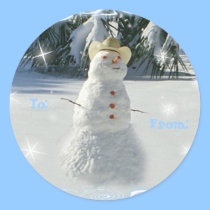 Snowman Christmas Gift tags stickers