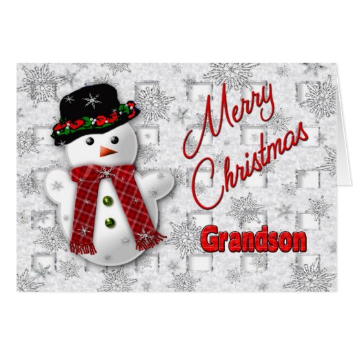 snowman-christmas-greeting-grandson-card-zazzle