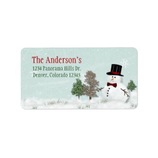 Snowman Christmas Holiday Xmas Address Mailing Personalized Address Label