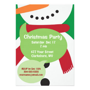 Snowman Christmas Party Custom Announcement