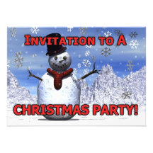 Snowman Christmas party invitation