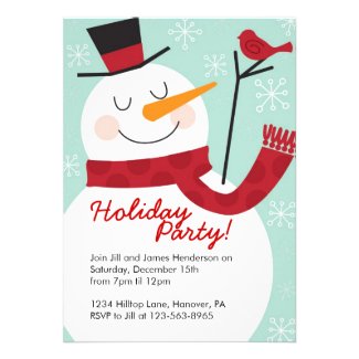 Snowman Christmas Party Invitations