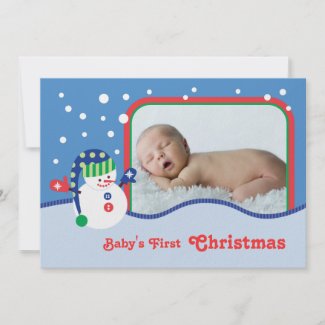 Snowman Christmas Photo Card invitation