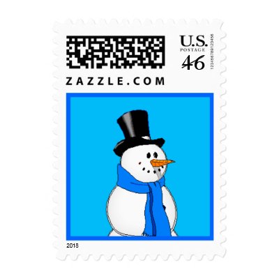 Snowman Christmas Postage Stamp