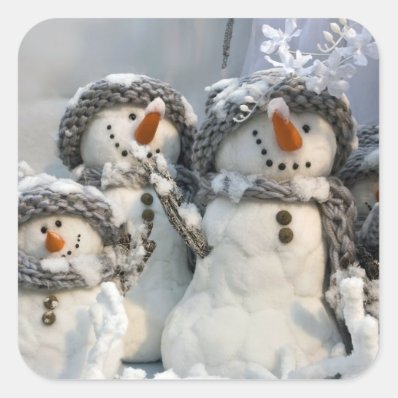 Snowman Christmas Square Sticker