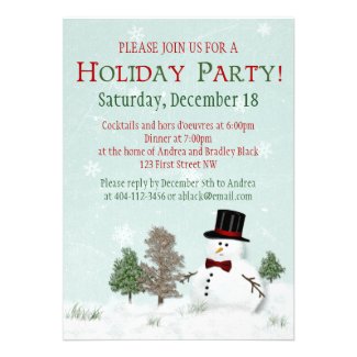 Snowman Christmas Winter Holiday Party Invitation