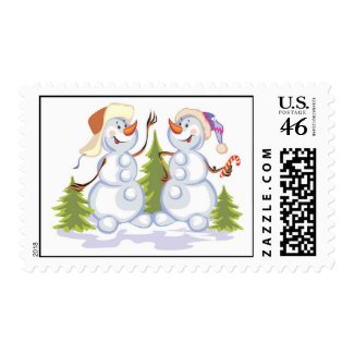 Snowman Couple stamp