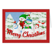 Snowman Family Christmas Greeting Card