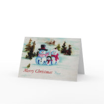 Snowman Family, Merry Christmas cards