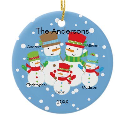 Snowman Family of 5 Christmas Ornament CUTE