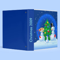 Snowman Family Playing Snowballs binders