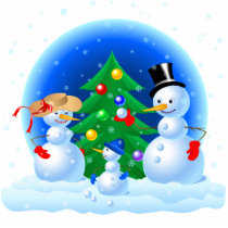 Snowman Family Playing Snowballs photo sculptures