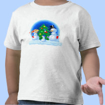 Snowman Family Playing Snowballs t-shirts