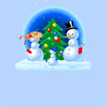 Snowman Family Playing Snowballs t-shirts
