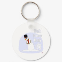 Snowman Farting Bah Hum Bug Blue keychains by holidayhearth Snowman Farting Bah Hum Bug Blue keychains
