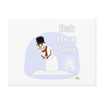 Snowman Farting Bah Hum Bug Blue postcards