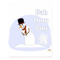 Snowman Farting Bah Hum Bug Blue posters