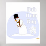 Snowman Farting Bah Hum Bug Blue posters