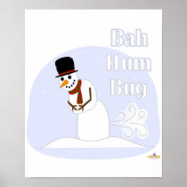 Snowman Farting Bah Hum Bug Blue Poster