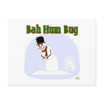 Snowman Farting Bah Hum Bug Green postcards