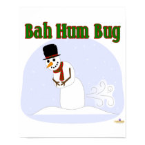 Snowman Farting Bah Hum Bug Green posters
