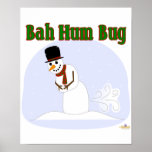 Snowman Farting Bah Hum Bug Green posters