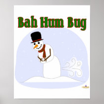 Snowman Farting Bah Hum Bug Green Print