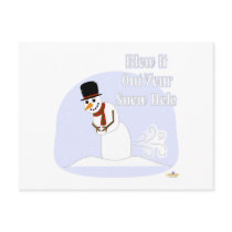 Snowman Farting Blow It Out Your Snow Hole Blue postcards