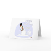 Snowman Farting Happy Hold Your Nose Blue Greeting Card