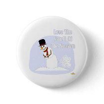 Snowman Farting Love The Smell Of The Season Blue buttons by holidayhearth Snowman Farting Love The Smell Of The Season Blue buttons