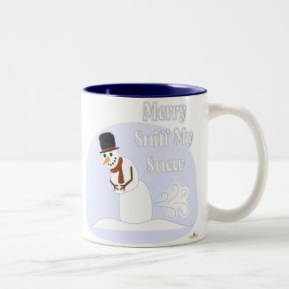 Snowman Farting Merry Sniff My Snow Blue mug