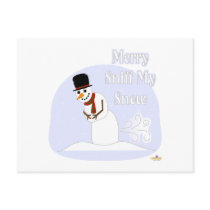 Snowman Farting Merry Sniff My Snow Blue postcards